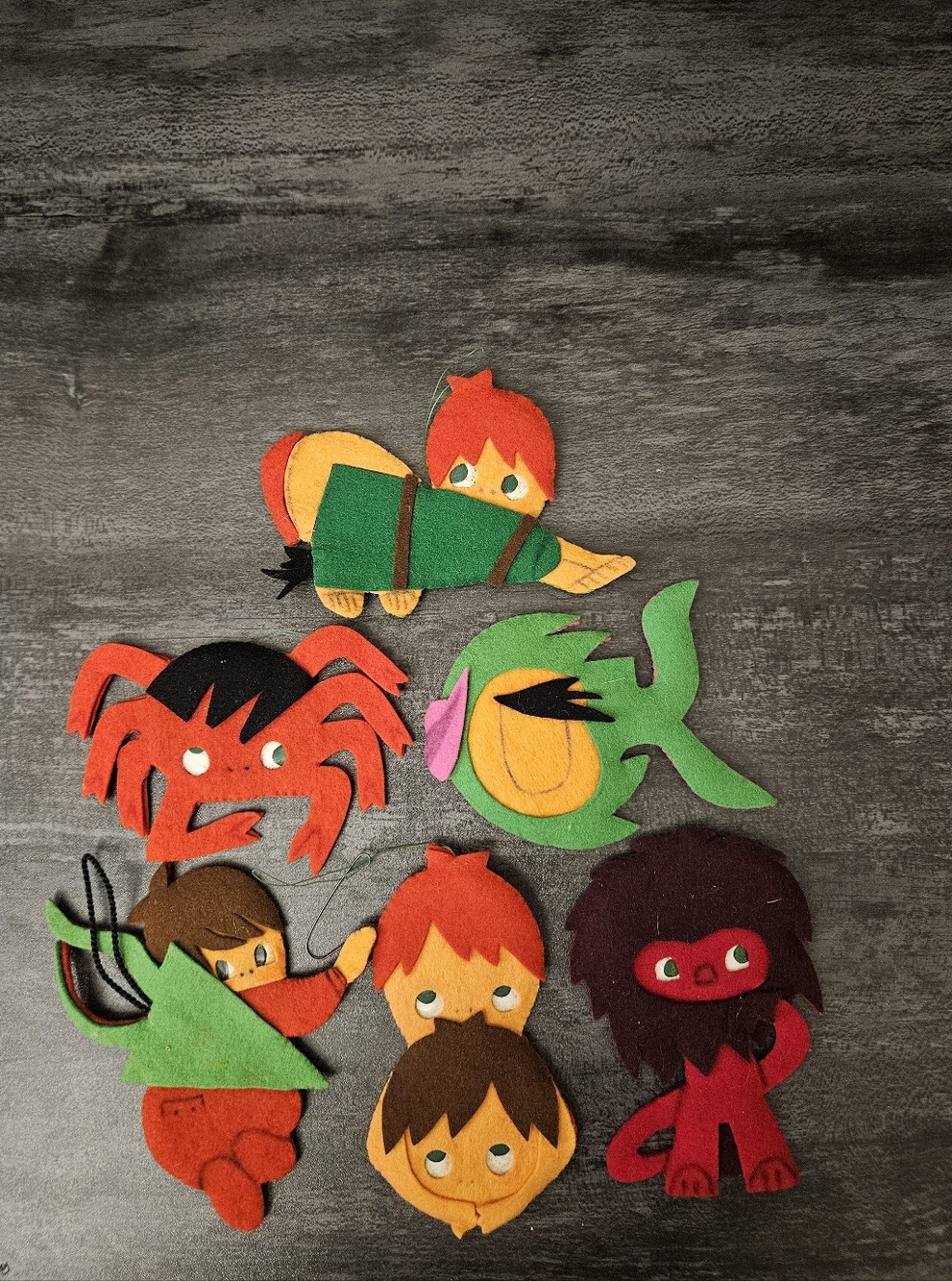 Vintage Handmade Felt Zodiac Sign Ornaments - Set of 6